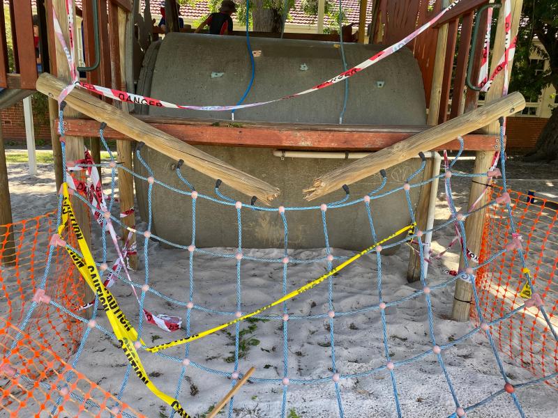 Damaged Playground Rope Net